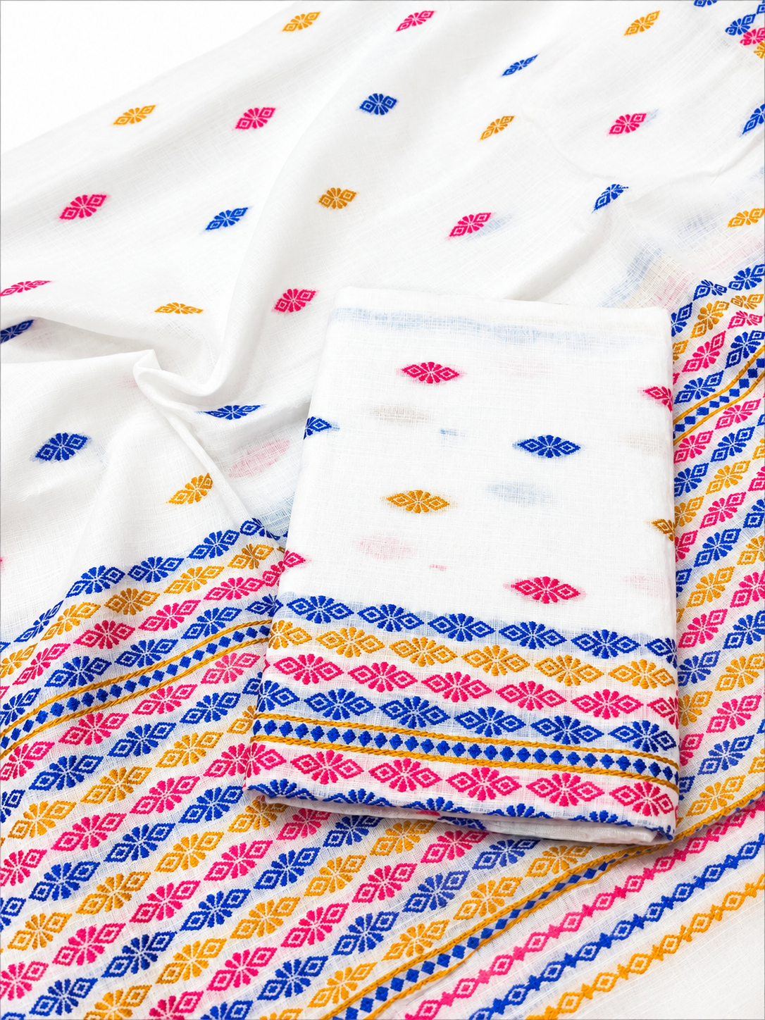 Mulicoloured Buwa 100% Premium Cotton-Fixed Pari, Pink