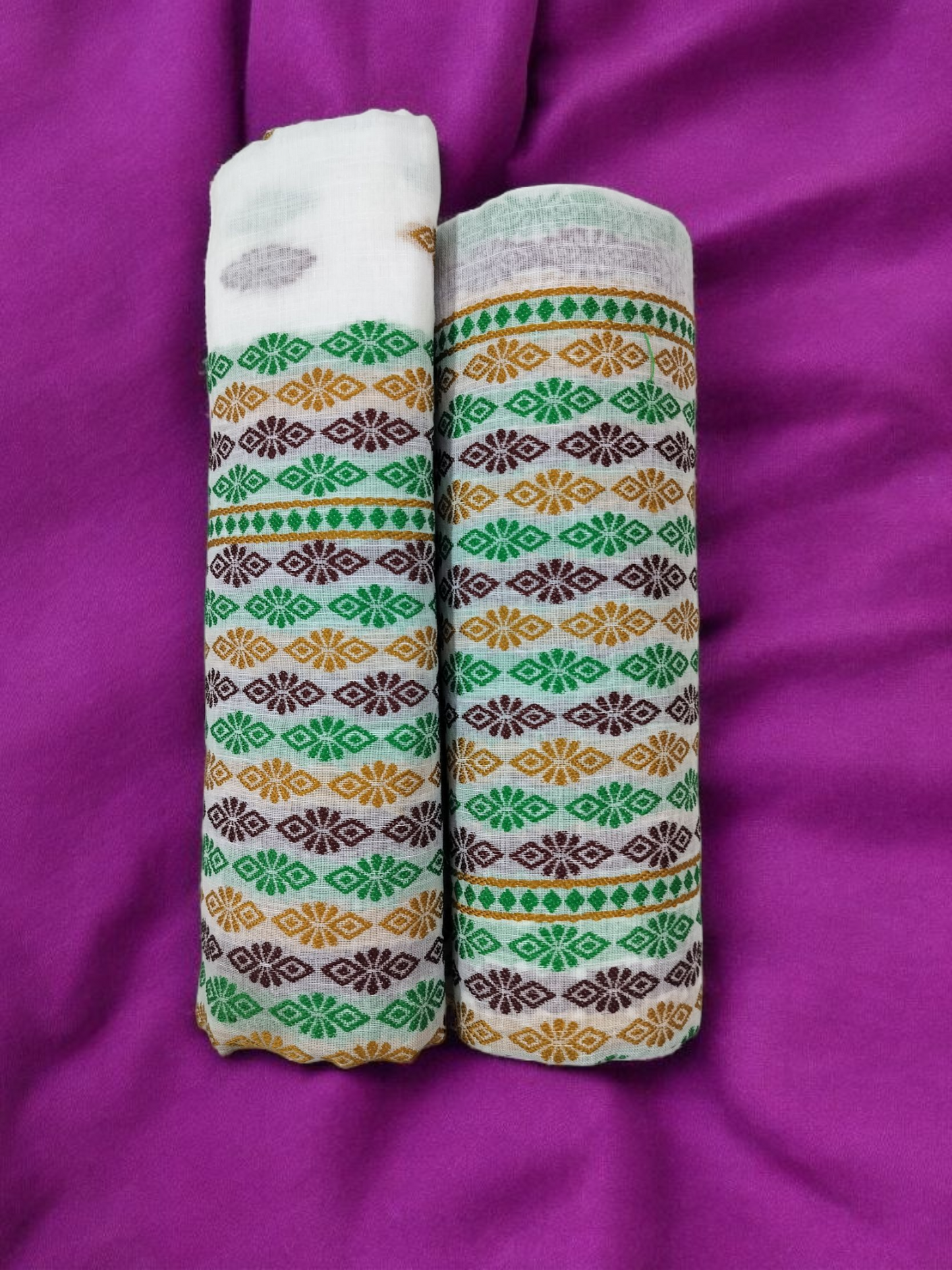 Mulicoloured Buwa 100% Premium Cotton-Fixed Pari, Maroon