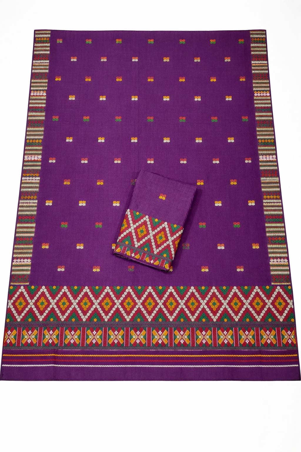 Wash Cotton | Mekhela Chador Set | Missing Design | Purple