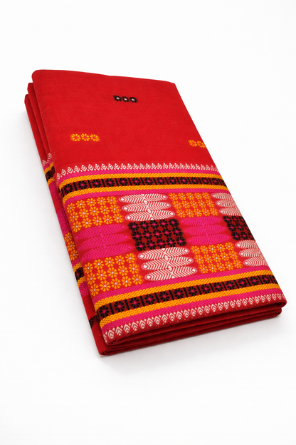 Soft Wash Cotton | Mekhela Chador Set | New Missing Design | Red