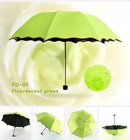 Water Magic Umbrella : 3 Fold Anti UV Protection, Beautiful Wave Design Solid Color Umbrella