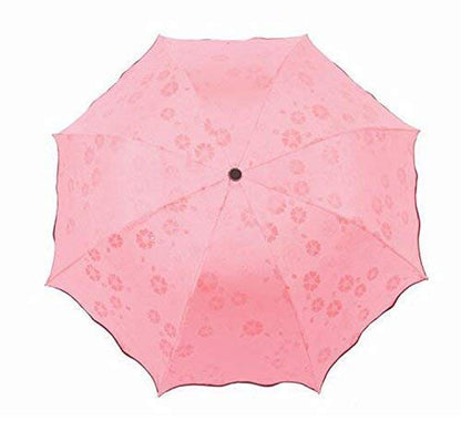 Water Magic Umbrella : 3 Fold Anti UV Protection, Beautiful Wave Design Solid Color Umbrella