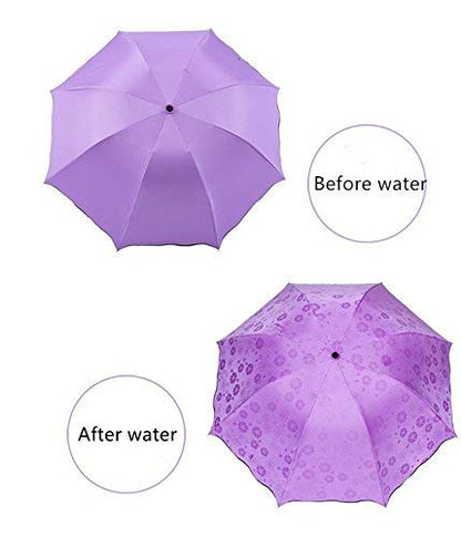 Water Magic Umbrella : 3 Fold Anti UV Protection, Beautiful Wave Design Solid Color Umbrella