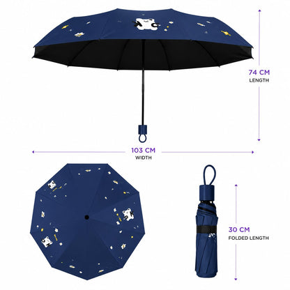Cute Bear Print Compact 3 fold umbrella, UV Protection Dual Use