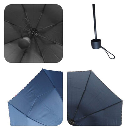 Solid Color Pipine 3 Folding Anti-UV Protection & Dome Shape Sun/Rain Umbrella (Pack of 1)
