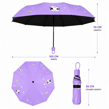 Cute Bear Print Compact 3 fold umbrella, UV Protection Dual Use