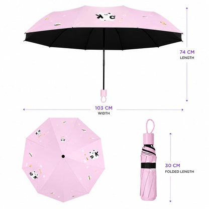 Cute Bear Print Compact 3 fold umbrella, UV Protection Dual Use