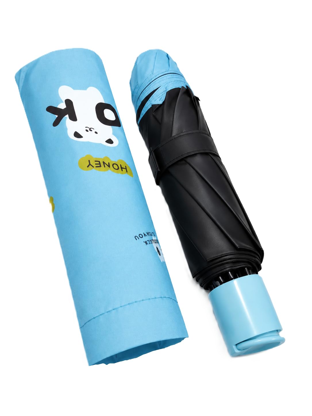 Cute Bear Print Compact 3 fold umbrella, UV Protection Dual Use