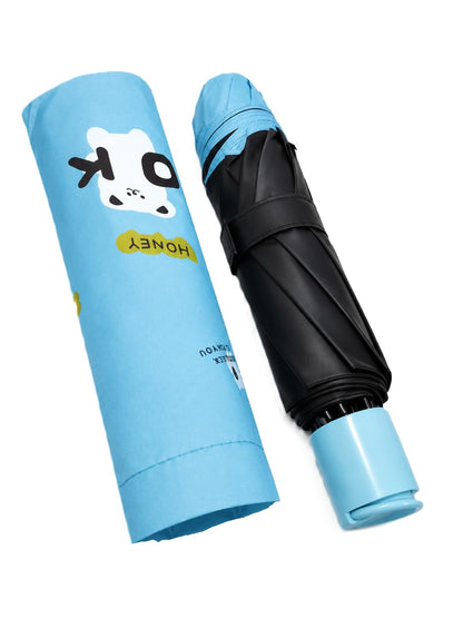 Cute Bear Print Compact 3 fold umbrella, UV Protection Dual Use
