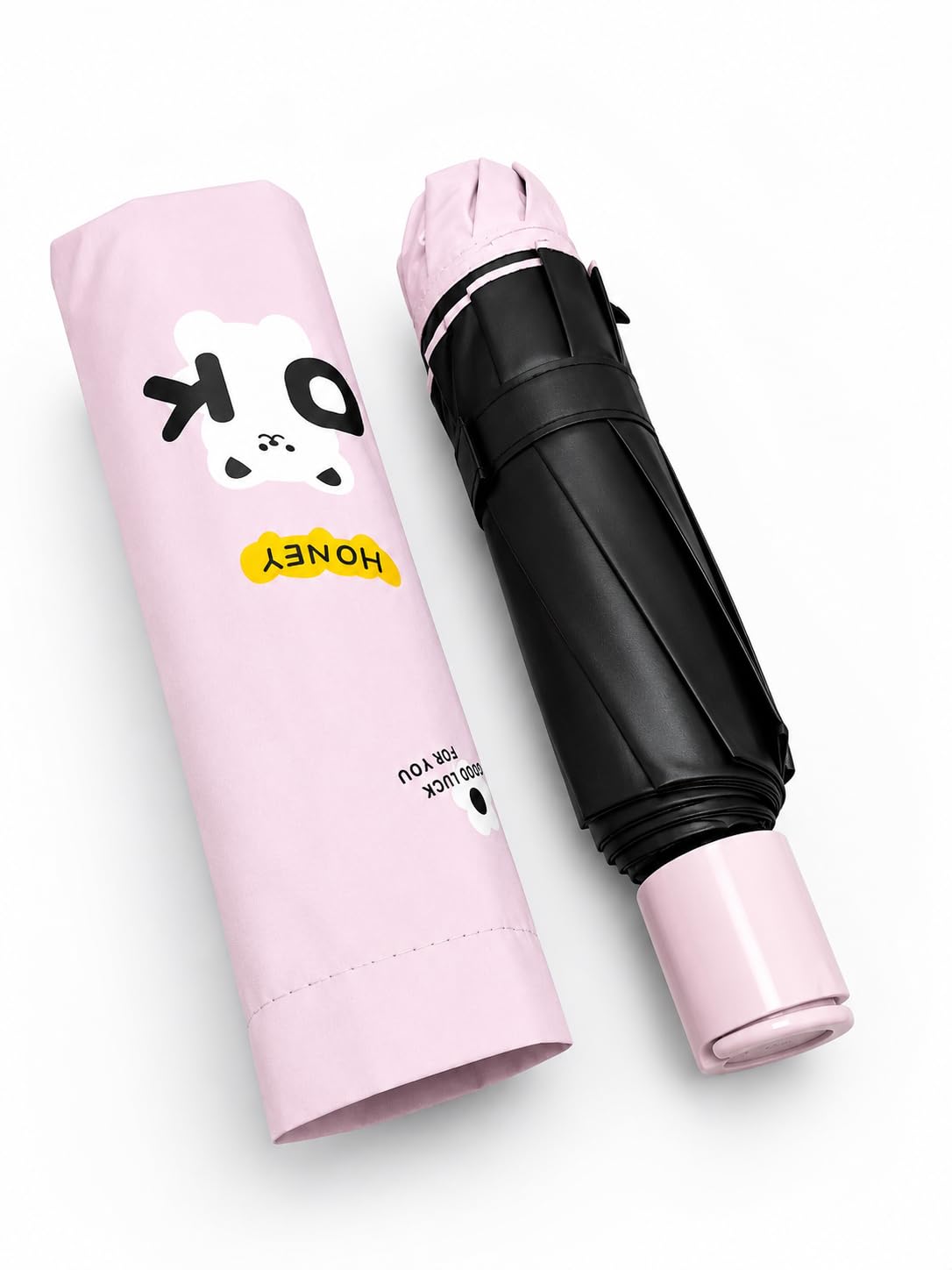 Cute Bear Print Compact 3 fold umbrella, UV Protection Dual Use