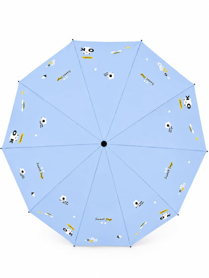 Cute Bear Print Compact 3 fold umbrella, UV Protection Dual Use