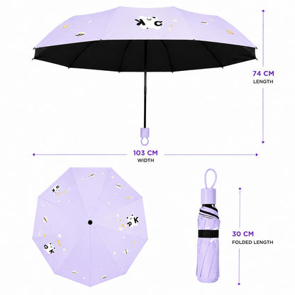 Cute Bear Print Compact 3 fold umbrella, UV Protection Dual Use