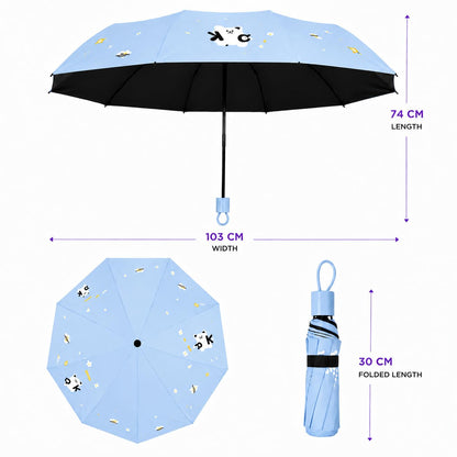 Cute Bear Print Compact 3 fold umbrella, UV Protection Dual Use