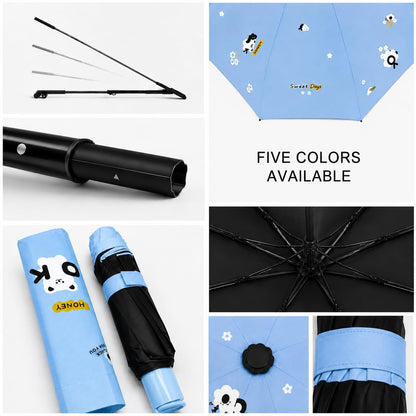 Cute Bear Print Compact 3 fold umbrella, UV Protection Dual Use