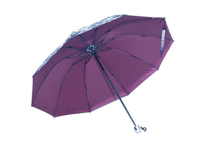 FloralPrinted 3 Fold Anti-Uv,Inner Solid Color Women Compact Umbrella,Pack of 1