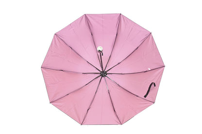 FloralPrinted 3 Fold Anti-Uv,Inner Solid Color Women Compact Umbrella,Pack of 1