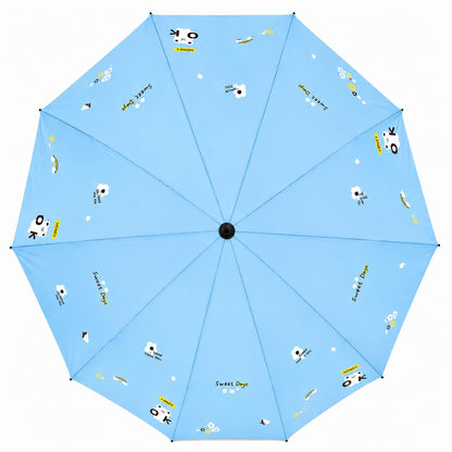 Cute Bear Print Compact 3 fold umbrella, UV Protection Dual Use