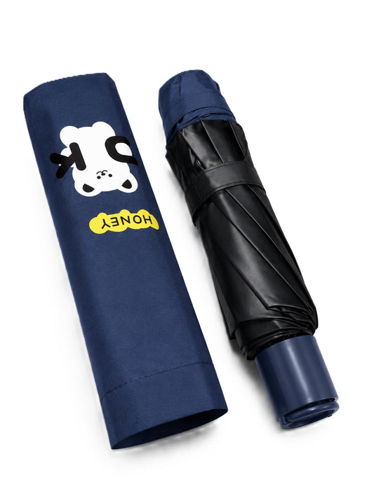Cute Bear Print Compact 3 fold umbrella, UV Protection Dual Use