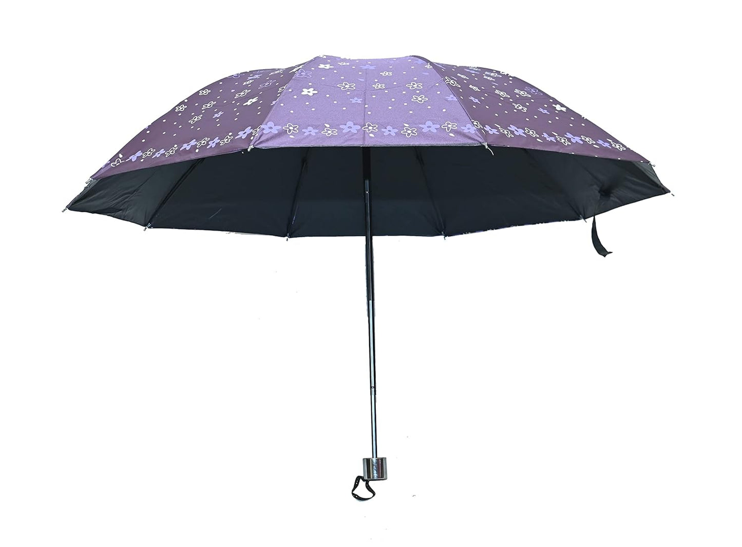 Floral Print Anti Uv/Rain 3 Folding Umbrella, Pack Of 1