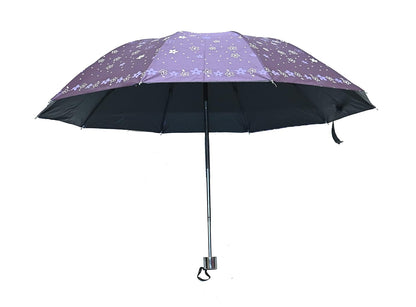 Floral Print Anti Uv/Rain 3 Folding Umbrella, Pack Of 1