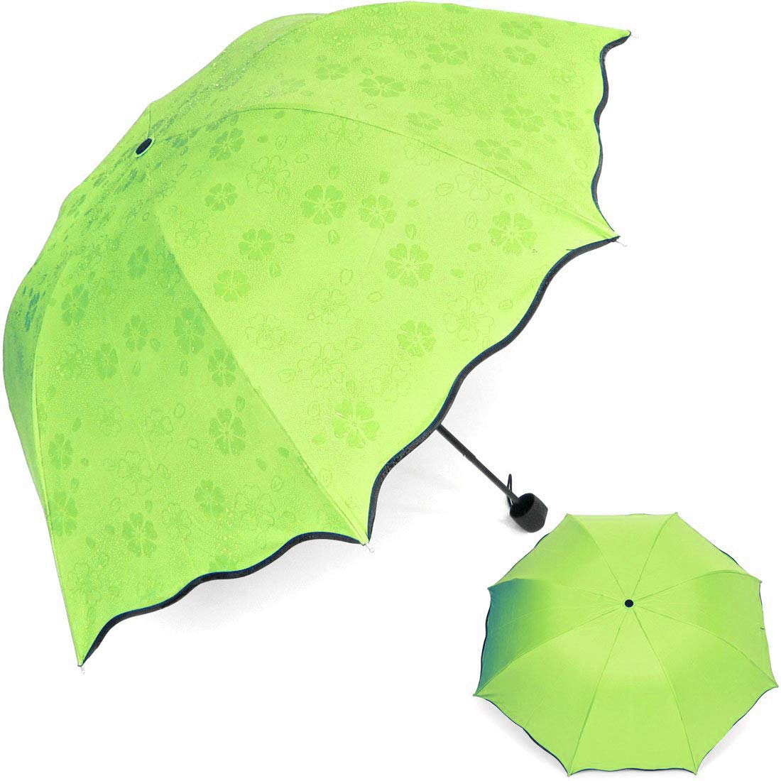 Water Magic Umbrella : 3 Fold Anti UV Protection, Beautiful Wave Design Solid Color Umbrella