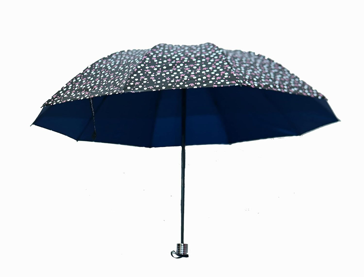 FloralPrinted 3 Fold Anti-Uv,Inner Solid Color Women Compact Umbrella,Pack of 1