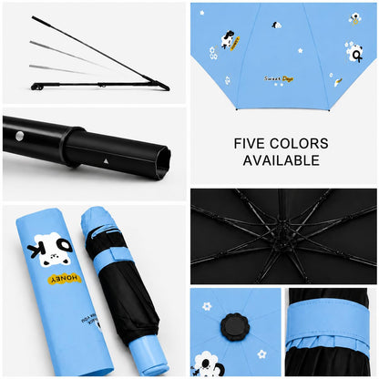 Cute Bear Print Compact 3 fold umbrella, UV Protection Dual Use