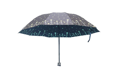 Double Printed 3 Folding Anti-Uv Sun/Rain Women Compact Umbrella, Pack of 1