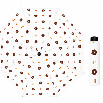 Cute teddy Print Compact 3 Fold UV Rain and Sun Umbrella
