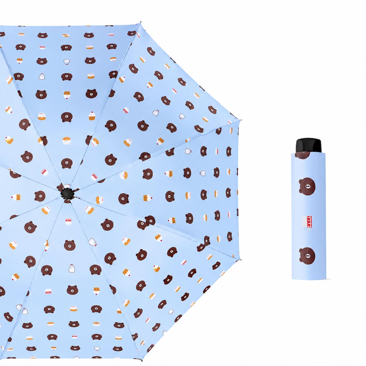 Cute teddy Print Compact 3 Fold UV Rain and Sun Umbrella