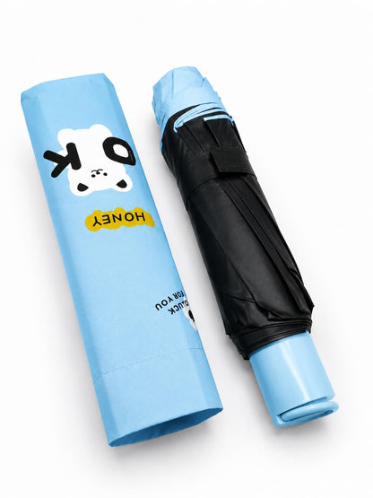 Cute Bear Print Compact 3 fold umbrella, UV Protection Dual Use