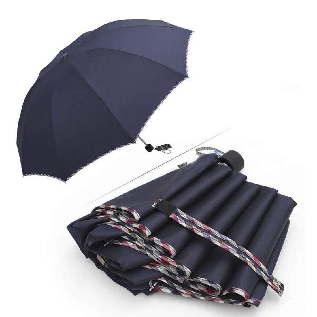 Solid Color Pipine 3 Folding Anti-UV Protection & Dome Shape Sun/Rain Umbrella (Pack of 1)