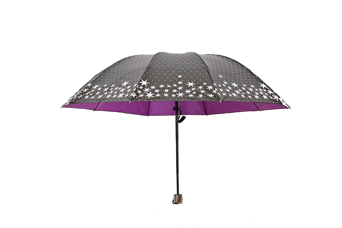 FloralPrinted 3 Fold Anti-Uv,Inner Solid Color Women Compact Umbrella,Pack of 1