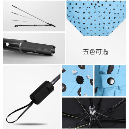Cute teddy Print Compact 3 Fold UV Rain and Sun Umbrella