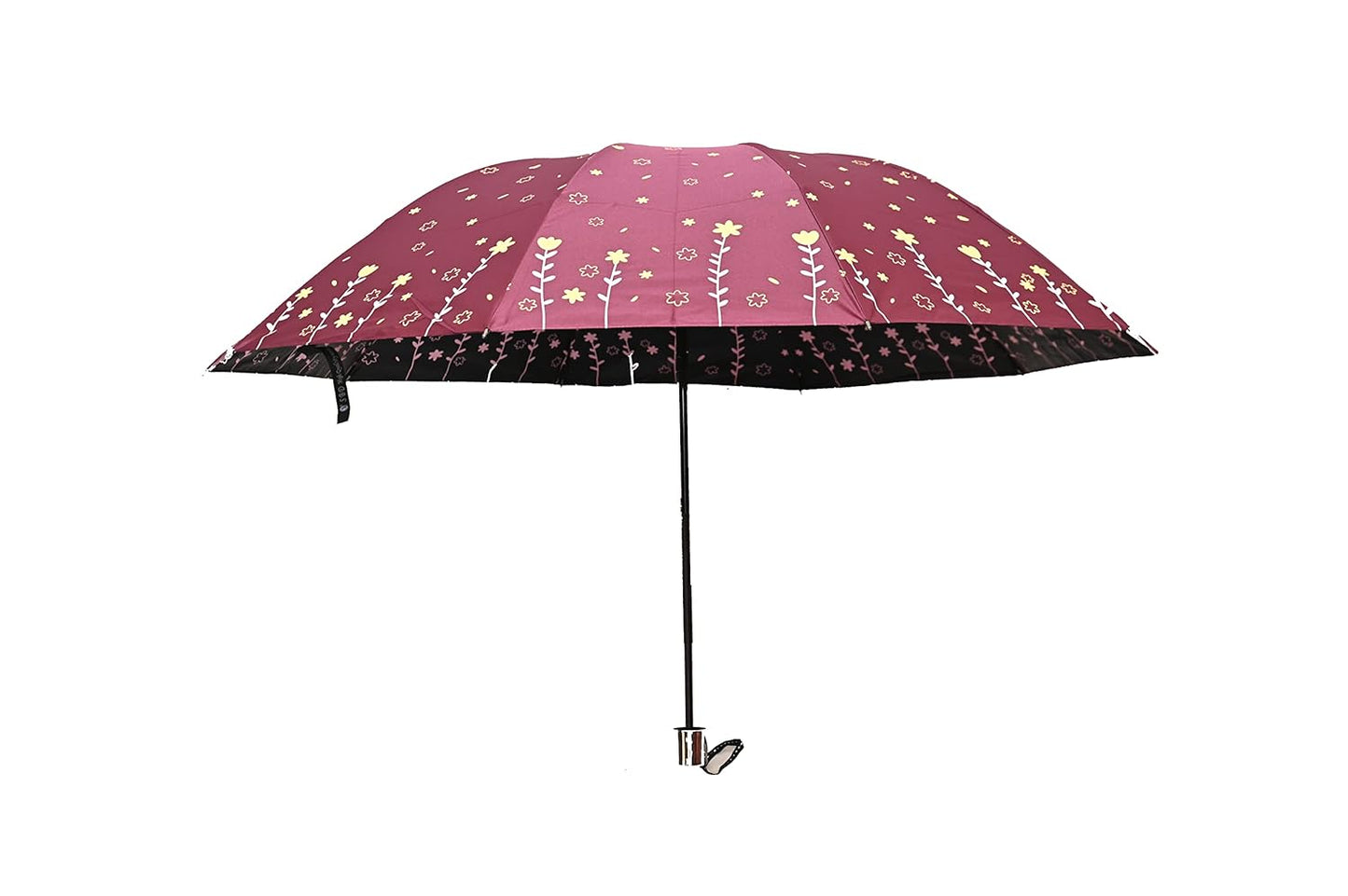 Double Printed 3 Folding Anti-Uv Sun/Rain Women Compact Umbrella, Pack of 1