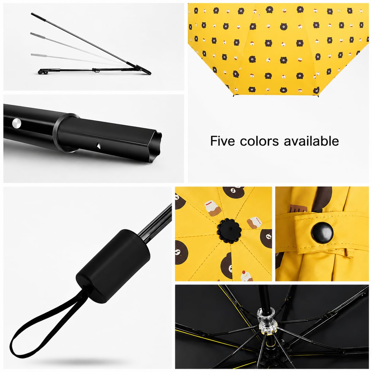 Cute teddy Print Compact 3 Fold UV Rain and Sun Umbrella