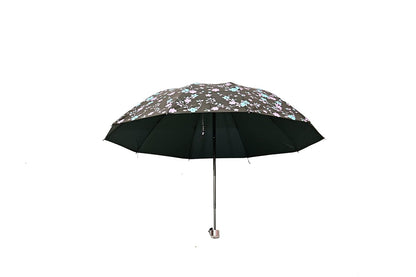FloralPrinted 3 Fold Anti-Uv,Inner Solid Color Women Compact Umbrella,Pack of 1