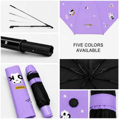 Cute Bear Print Compact 3 fold umbrella, UV Protection Dual Use