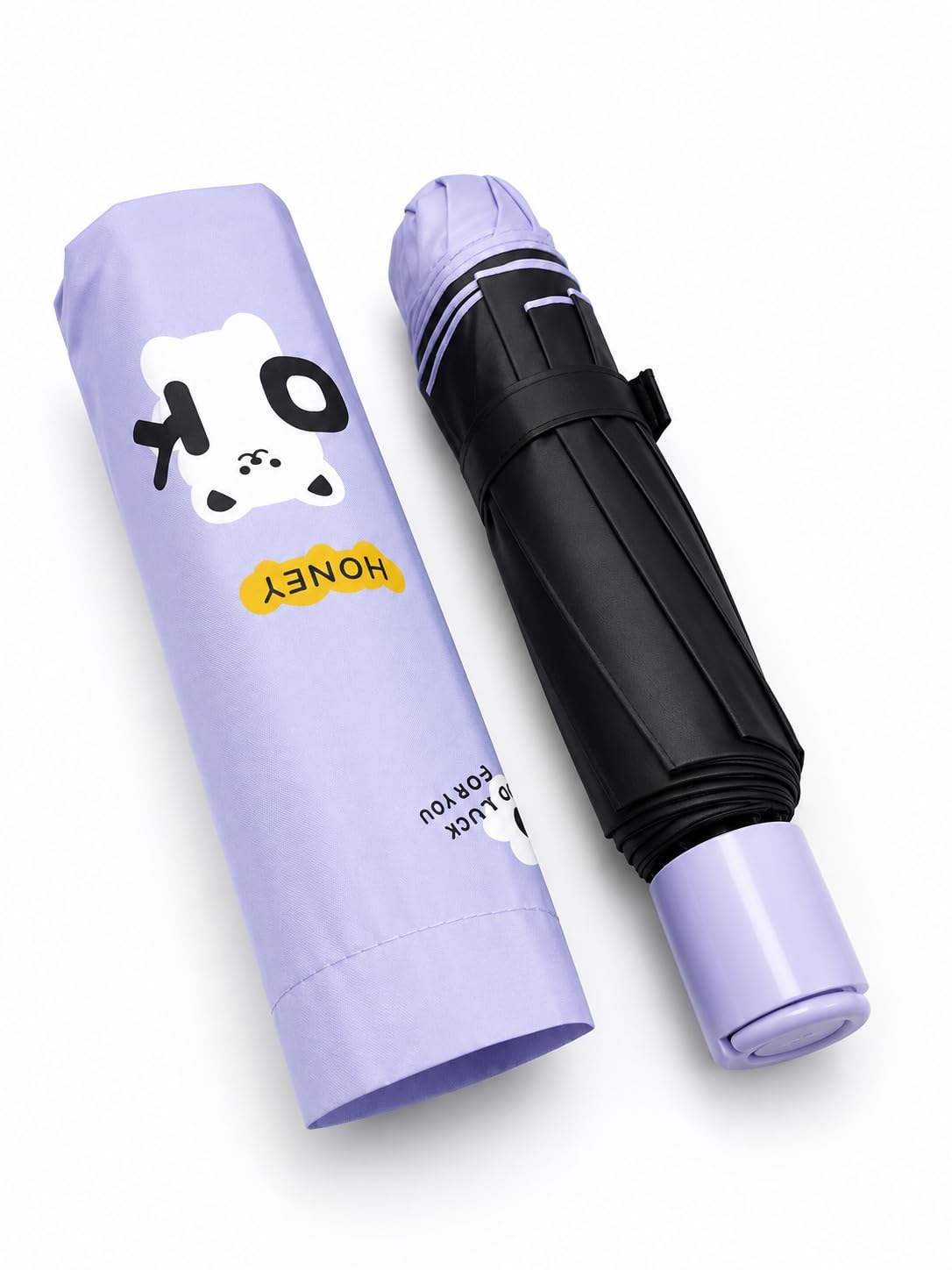Cute Bear Print Compact 3 fold umbrella, UV Protection Dual Use