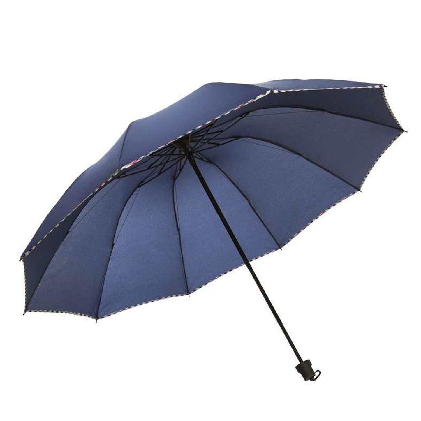 Solid Color Pipine 3 Folding Anti-UV Protection & Dome Shape Sun/Rain Umbrella (Pack of 1)