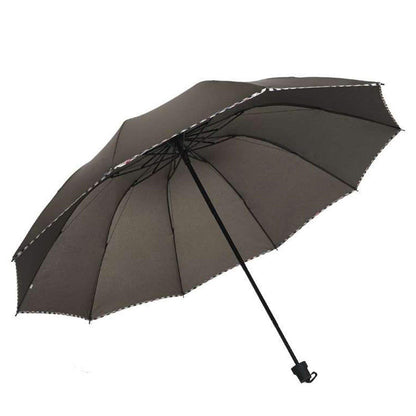 Solid Color Pipine 3 Folding Anti-UV Protection & Dome Shape Sun/Rain Umbrella (Pack of 1)
