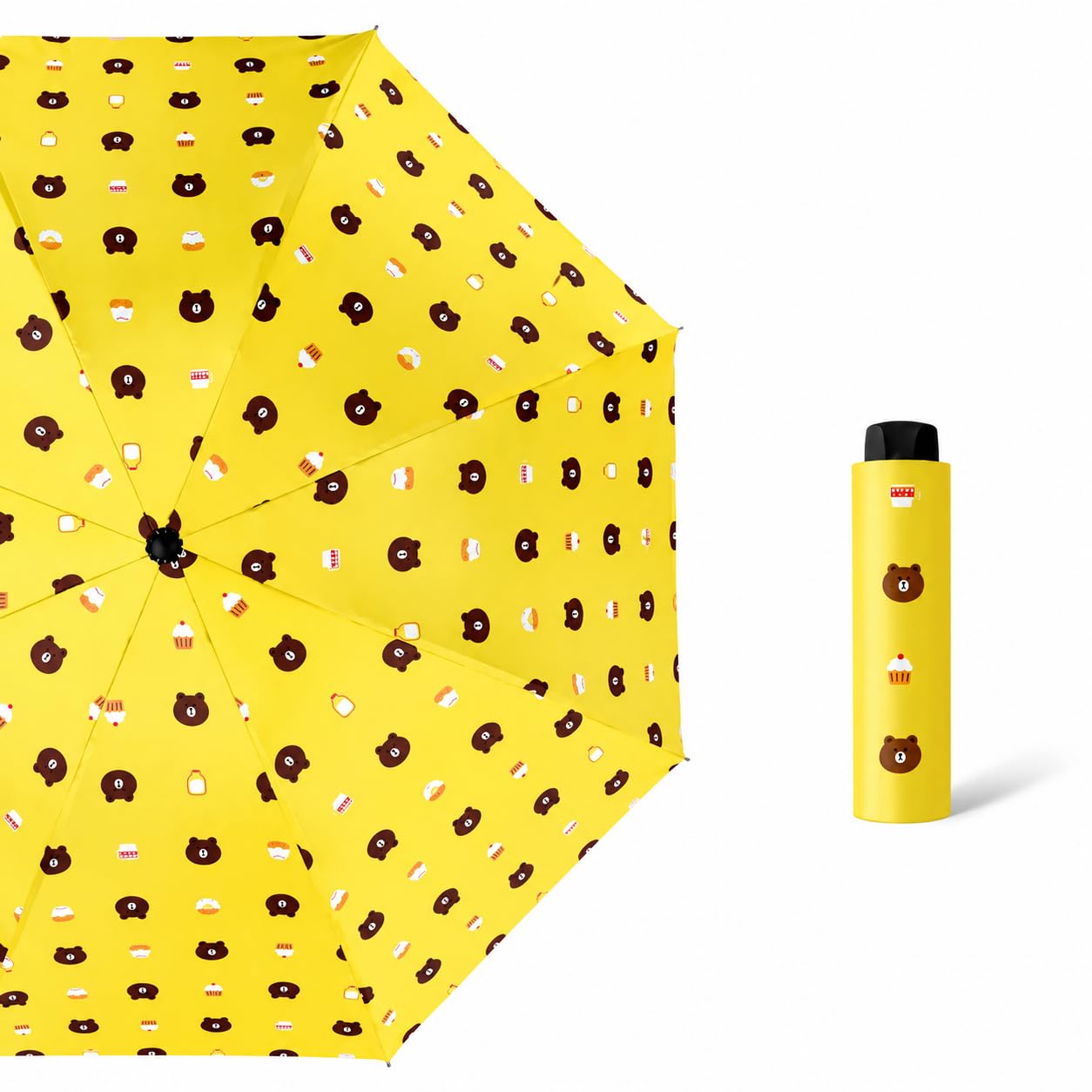 Cute teddy Print Compact 3 Fold UV Rain and Sun Umbrella