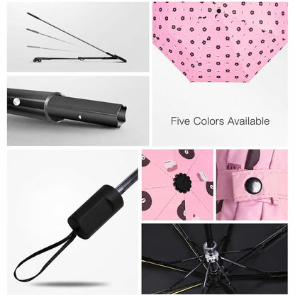 Cute teddy Print Compact 3 Fold UV Rain and Sun Umbrella