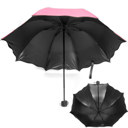 Water Magic Umbrella : 3 Fold Anti UV Protection, Beautiful Wave Design Solid Color Umbrella