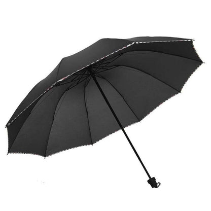 Solid Color Pipine 3 Folding Anti-UV Protection & Dome Shape Sun/Rain Umbrella (Pack of 1)