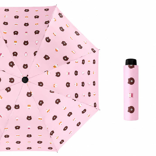 Cute teddy Print Compact 3 Fold UV Rain and Sun Umbrella