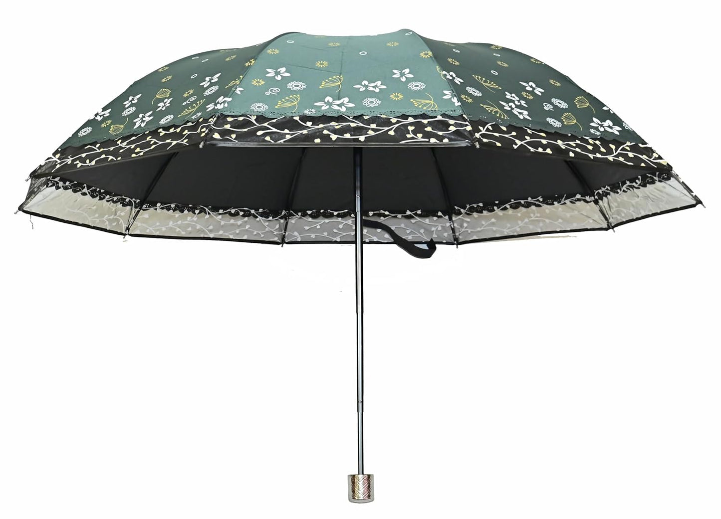 Stylish 3-Fold Umbrella All-Weather Comfort With Netted Border, Pack of 1