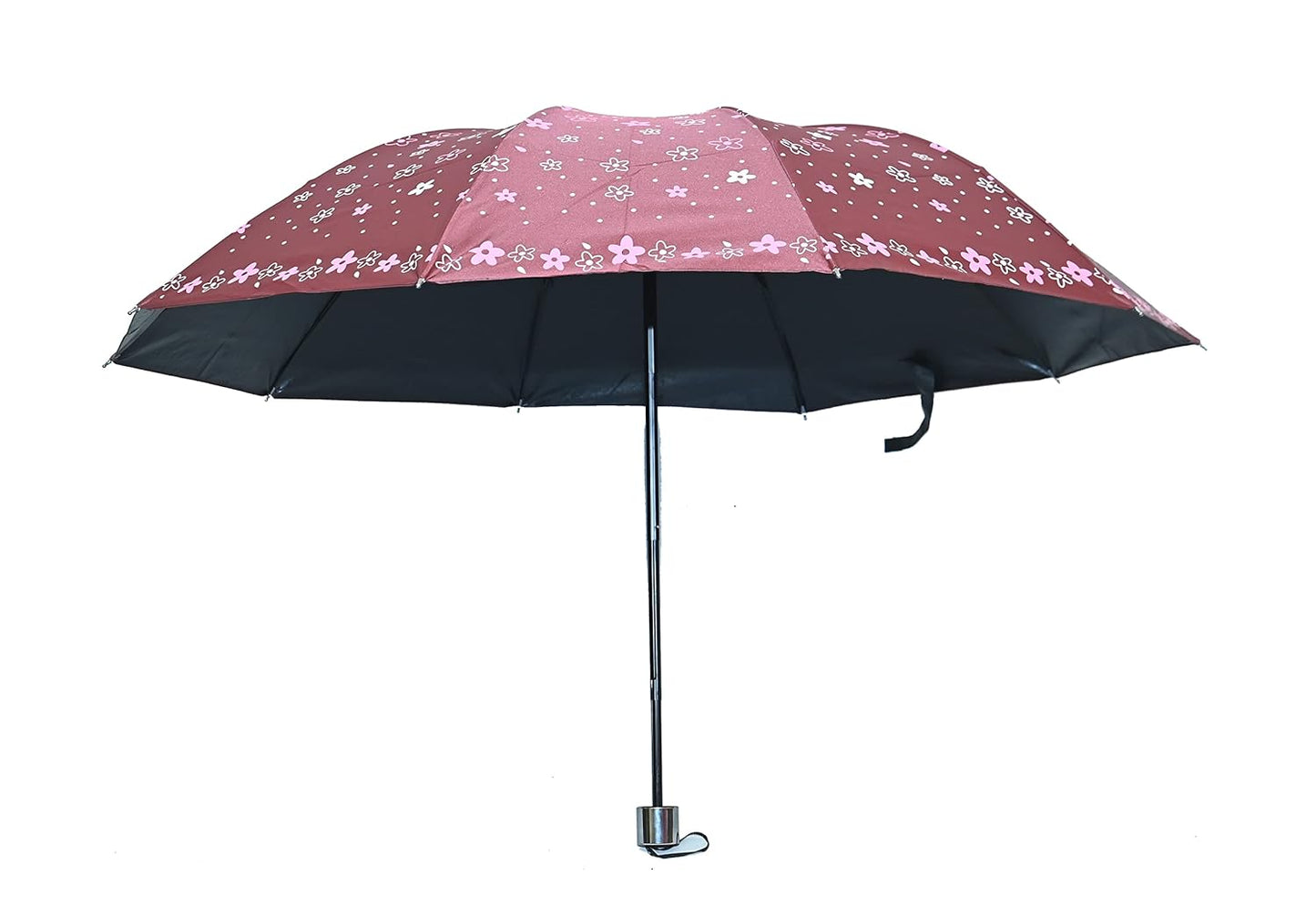 Floral Print Anti Uv/Rain 3 Folding Umbrella, Pack Of 1