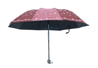 Floral Print Anti Uv/Rain 3 Folding Umbrella, Pack Of 1