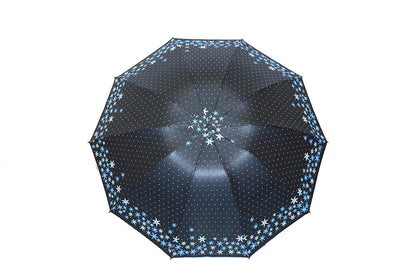 FloralPrinted 3 Fold Anti-Uv,Inner Solid Color Women Compact Umbrella,Pack of 1